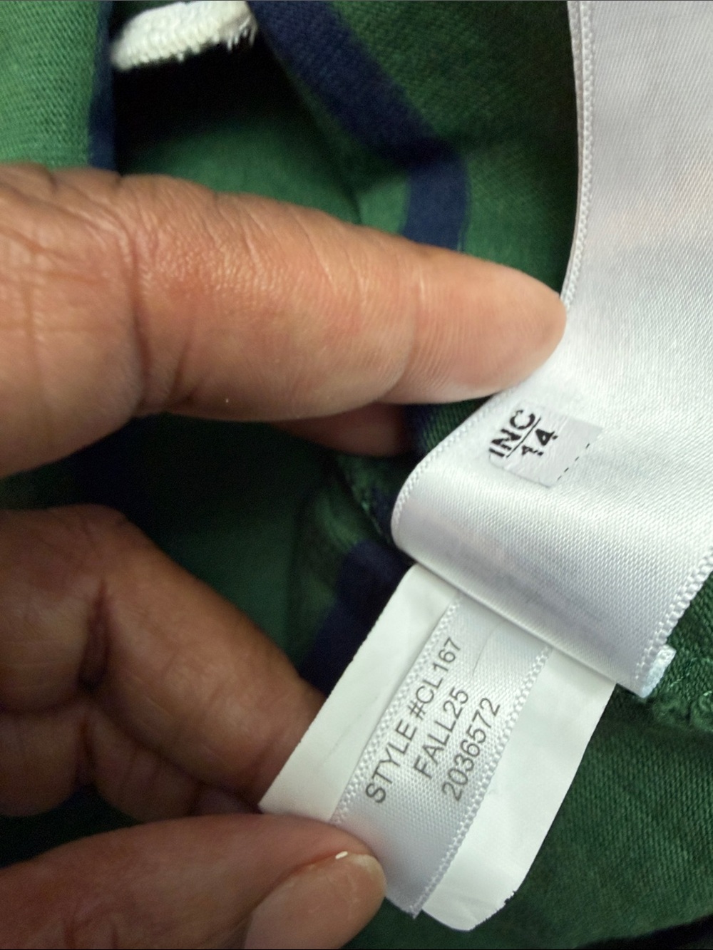 J. Crew Green and Navy Striped Rugby Polo with White Collar small - Picture 7 of 7
